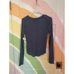 Free People  We The Free Thermal Waffle Knit Long Sleeve Top NWT Small Dark Blue Photo 3