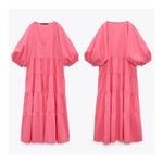 ZARA  Pink Puff Sleeve Maxi Dress XS Photo 2