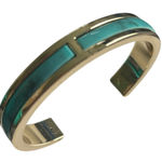 EXPRESS Gold Cuff Bracelet With Turquoise Enamel Inlay Photo 0