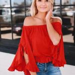 Women’s off the shoulder top Red Photo 0