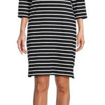 L.L.Bean  Women's Medium Navy/White Mariner‎ Knit Stripe Boat Neck Dress Photo 0