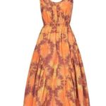 Ulla Johnson Valentina Orange Tie Dye Print A-Line Sleeveless Midi Dress Size 0 Photo 3