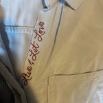 Rock & Republic Rock Republic Womens XS Shirt Embroidered Live Let Love Gray Long Sleeve Photo 3