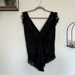 Vintage Elissia Black V Neck Lace Nightie Romper Bodysuit Size Medium Photo 1