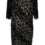 Katherine Kelly Formal Dress 15 Black Lace Midi Short Sleeve Cocktail Size 14 Photo 0
