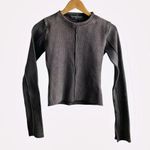 Maniere De Voir  Ribbed Knit Long Sleeve Top Brown UK Size 8 Photo 0