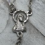 Vintage Italian Glass Bead Rosary, Italy Catholic Prayer Beads, Crucifix Silver Photo 2