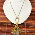 J.Crew  Gold  Beaded Tassel Necklace 28”-33” Photo 0