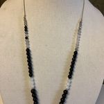 INC Black White Beaded Necklace Opera 33” Adjustable Gold Tone Photo 4
