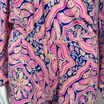 Lilly Pulitzer Lana Off The Shoulder Long Sleeve Shorts Romper Pink Blue XS Photo 6