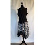 Boho,Chic,Romantic MSK Black And Whites Zebra Print Asymmetrical Hem DressSize L Size L Photo 4
