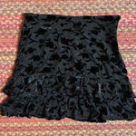 BLACK VELVET FLORAL TIERED RUFFLE MINI SKIRT Size M Photo 0