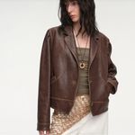 Classic Brown Leather Women's Jacket Photo 1