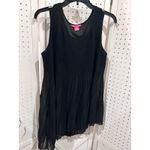 Sunny Leigh Black Pleated Asymmetrical Hem Tank Top Women Size L Photo 1