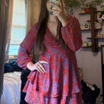 Orange and Purple floral dress Photo 1