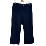Tory Burch Maddie Cropped Flare Trouser Pants Gold Button Navy Blue Size US 12 Photo 1