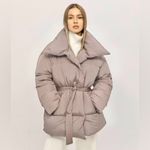 ASOS Taupe tie belt belted puffer jacket coat Photo 3