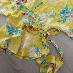 Yumi Kim Women’s  That’s A Wrap Yellow Silk Blouse Top Size M Photo 2