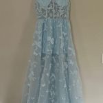 3D Butterfly Appliqué Tulle Light Blue Lace Dress Maxi Formal Prom Medium Large Photo 1