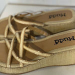 Mudd Y2K  Woven Platform Sandals‎ Strappy Natural Tan 2000s Chunky Heels 9 VTG Photo 0