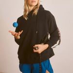 Free People  | Double Overtime Fleece Sweatshirt Hoodie in Black‎ Photo 2