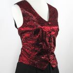 Vintage 1990s Red Black Faux Vest Jumpsuit with Blazer Leopard Animal Print Size 14 Photo 4