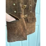 Vintage EL TORO leather Suede buckle closing brown long vest medium Photo 5