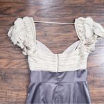 Black Halo  • two tone cocktail dress sheath beige taupe chiffon ruffle sleeves Photo 8