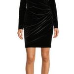 Alex Marie Nikki Stretch Velvet Surplice V Neck Long Sleeve Ruched Dress Sz 4P Photo 0