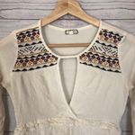 Eyeshadow  Ivory Embroidered Peasant Babydoll Long Sleeve Top S Photo 2