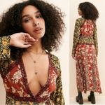 Free People  Tilda Maxi Wrap Dress Neutral Small Western Bohemian Witchy Photo 5