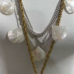 mother of pearl silver chain necklace Photo 3