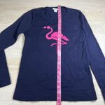 J.Crew  Navy Blue Long Sleeve Pink Flamingo Graphic Knit Sweater Top XS Photo 5