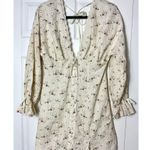 ASOS  Design Cream Pink Floral Eyelet Lace Mini Dress Blouson Sleeve Sz 6 Medium Photo 4