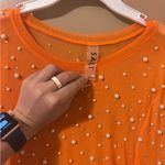 Orange Pearl Embellished Women's Top Photo 1