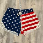 Cloud Chaser  American Flag Lounge Shorts USA Red White Blue Lace Accent Size L Photo 1