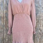 HYFVE Pink Smocked Sheer Long Sleeves Mini Dress Size M Photo 0
