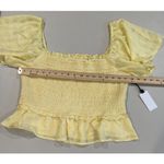 ASTR NEW The Label Top Womens XL Butter Yellow Smocked On/Off Shoulder Preppy Photo 4