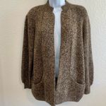 Alpaca Knit Sweater Open Front Cardigan Marbled Brown Medium Photo 1