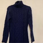 Sweater ribbed knitted navy blue turtleneck dress size woman large Photo 2