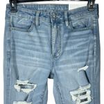 American Eagle  SZ 8 X-Long Super Hi-Rise Jegging Jeans Distressed Stretch Zip Photo 1