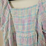 Isabel Maternity Top Tie Front Nursing Plaid Pastels Casual Short Sleeve Spring Pink Size undefined Photo 5