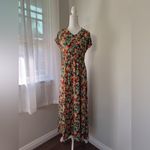 Emery Rose Multicolored Floral Print Button Front Short Sleeve Maxi Dress Red Size XL Photo 1