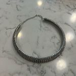 Silver Toned Rhinestone Embellished Choker Collar Necklace Photo 0