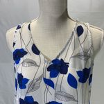 W5 Sheer White, Blue, and Black Floral Tank Top Size Small Photo 1
