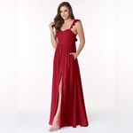 Azazie NWT  METZ Scarlet‎ A-Line Sweetheart Ruched Chiffon Dress SIZE 4 A4 Photo 2