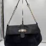Furla  Vintage Black Leather Chain Shoulder Bag Flap Closure Gold Tone Hardware Photo 0