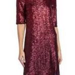 Betsey Johnson  | Wine Burgundy Sequin | Shift Half Sleeve Dress Size 4 Photo 2