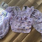 Forever 21 Floral Ruffled Feminine Cropped LS Sheer Top Purple small NWOT Photo 0