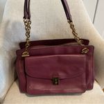 Tory Burch Priscilla gold chain plum leather shoulder bag handbag push lock Photo 4